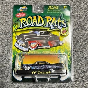 Road Rats 59' Cadillac Die-Cast Car - Black with Blue Flames